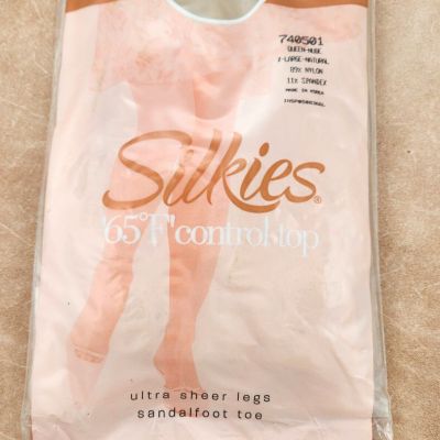 Silkies 65 Degree F Control Top Pantyhose Style 740501 Queen Nude Sandalfoot Toe